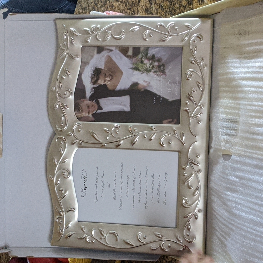 Lenox wedding promises opal innocence invitation frame